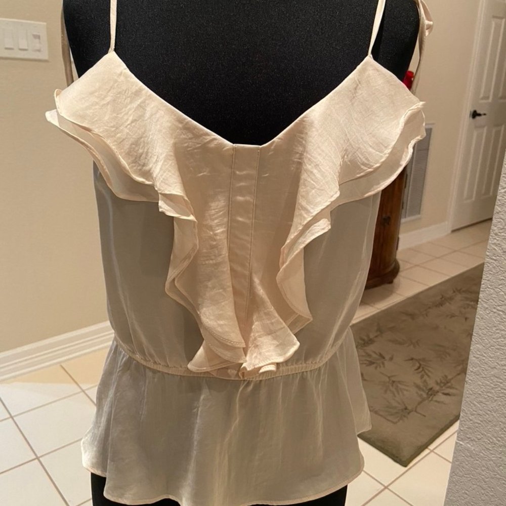 H&M Ivory Peplum Tie Top Tank